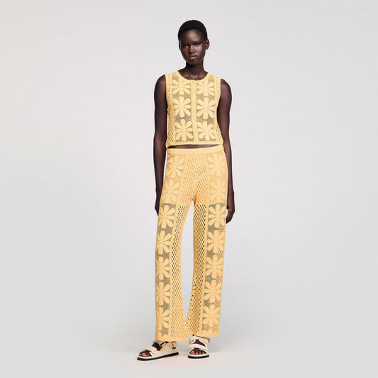 Sandro Crochet top Yellow
