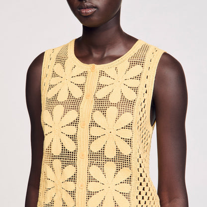 Sandro Crochet top Yellow