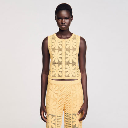 Sandro Crochet top Yellow