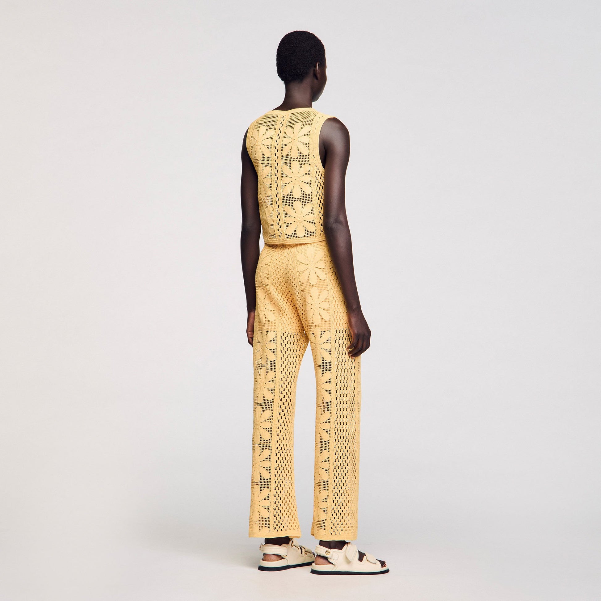 Sandro Crochet top Yellow