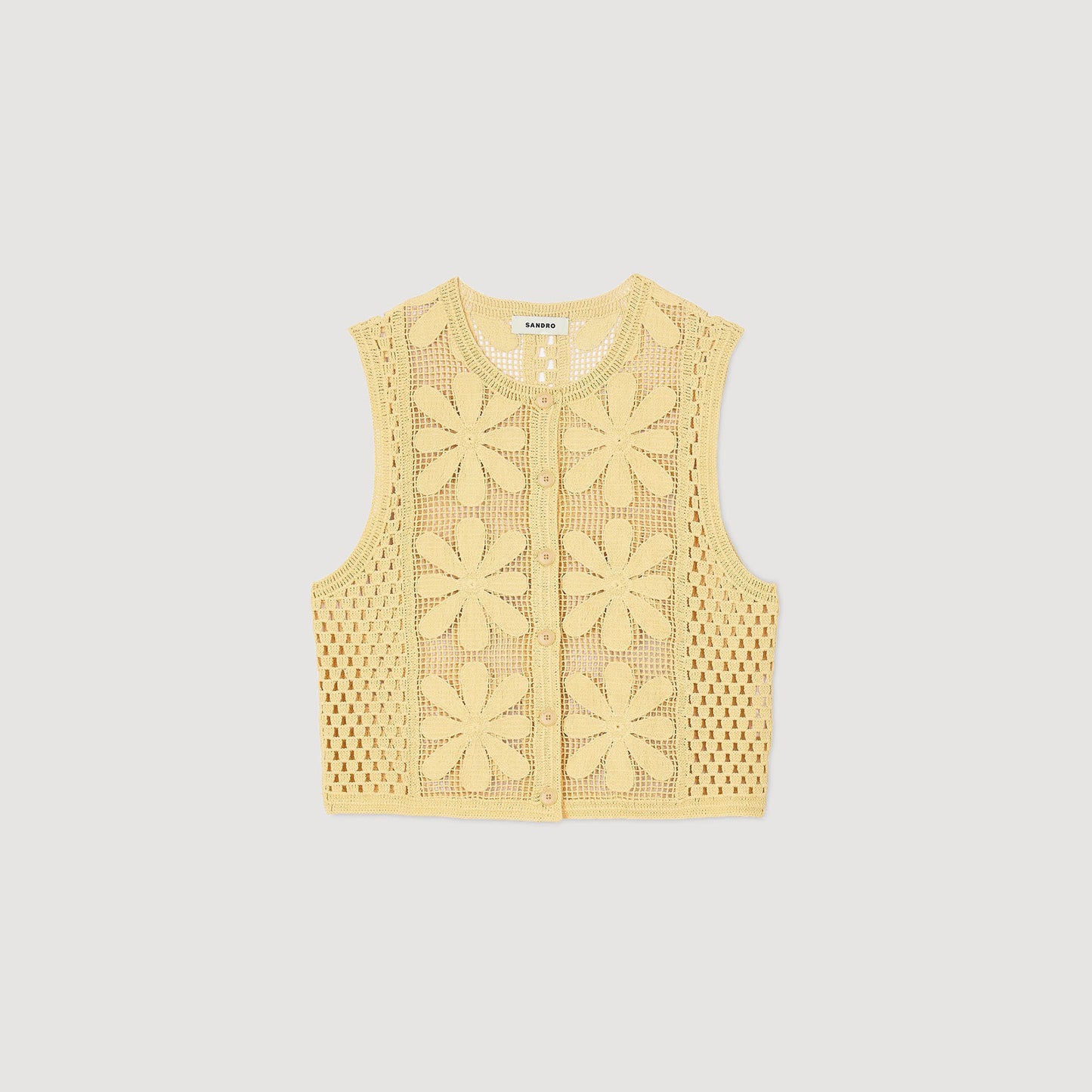 Sandro Crochet top Yellow