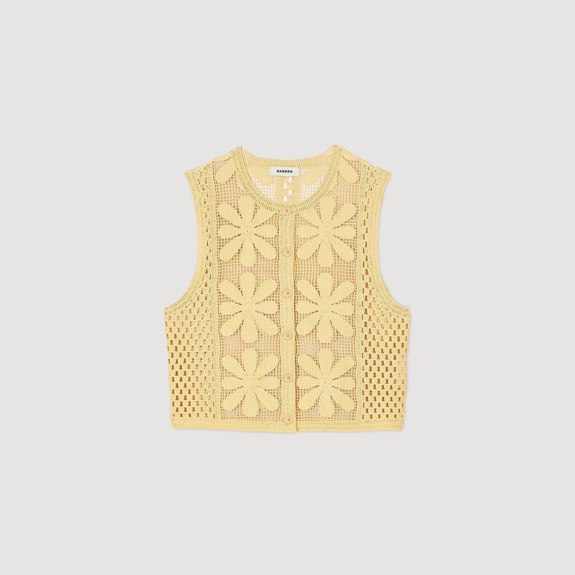 Sandro Crochet top Yellow