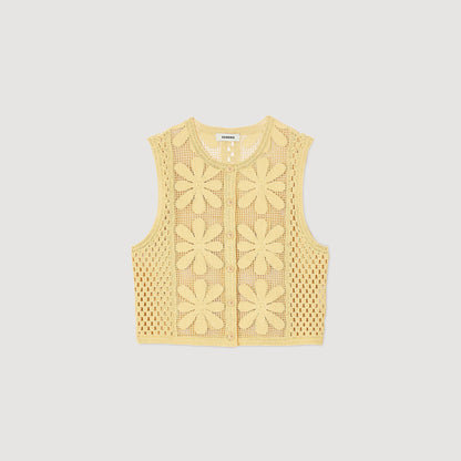 Sandro Crochet top Yellow