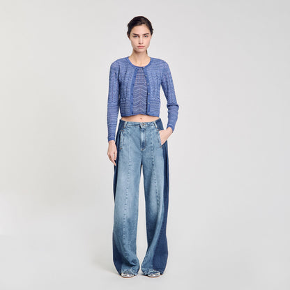 Sandro Glitter knit cardigan Royal Blue