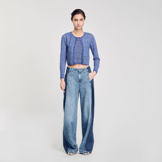 Sandro Glitter knit cardigan Royal Blue