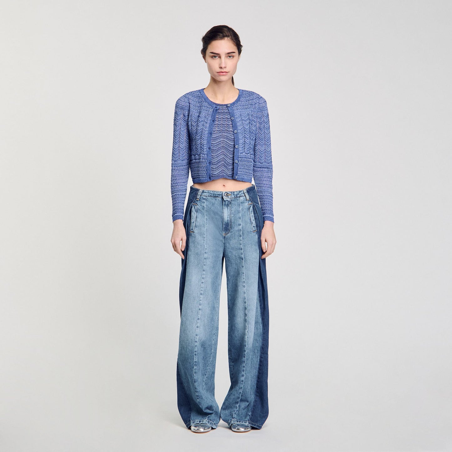 Sandro Glitter knit cardigan Royal Blue