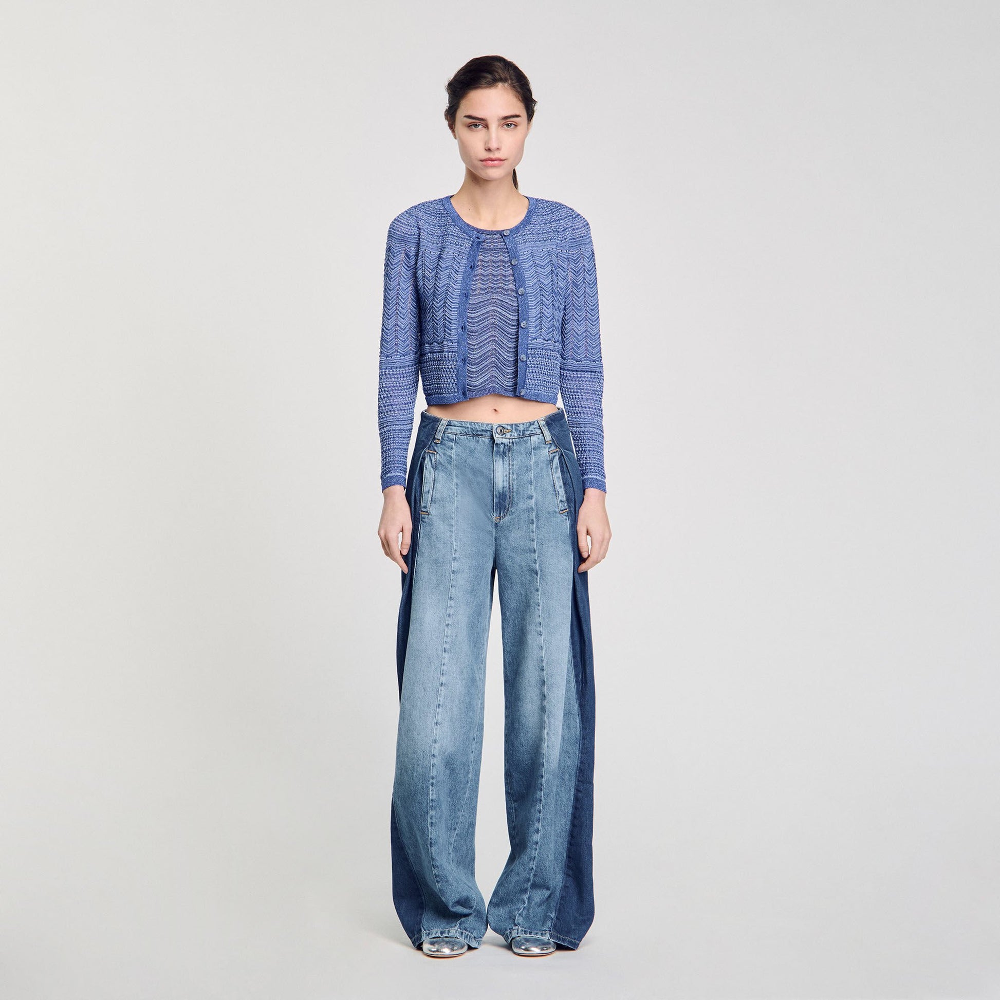 Sandro Glitter knit cardigan Royal Blue