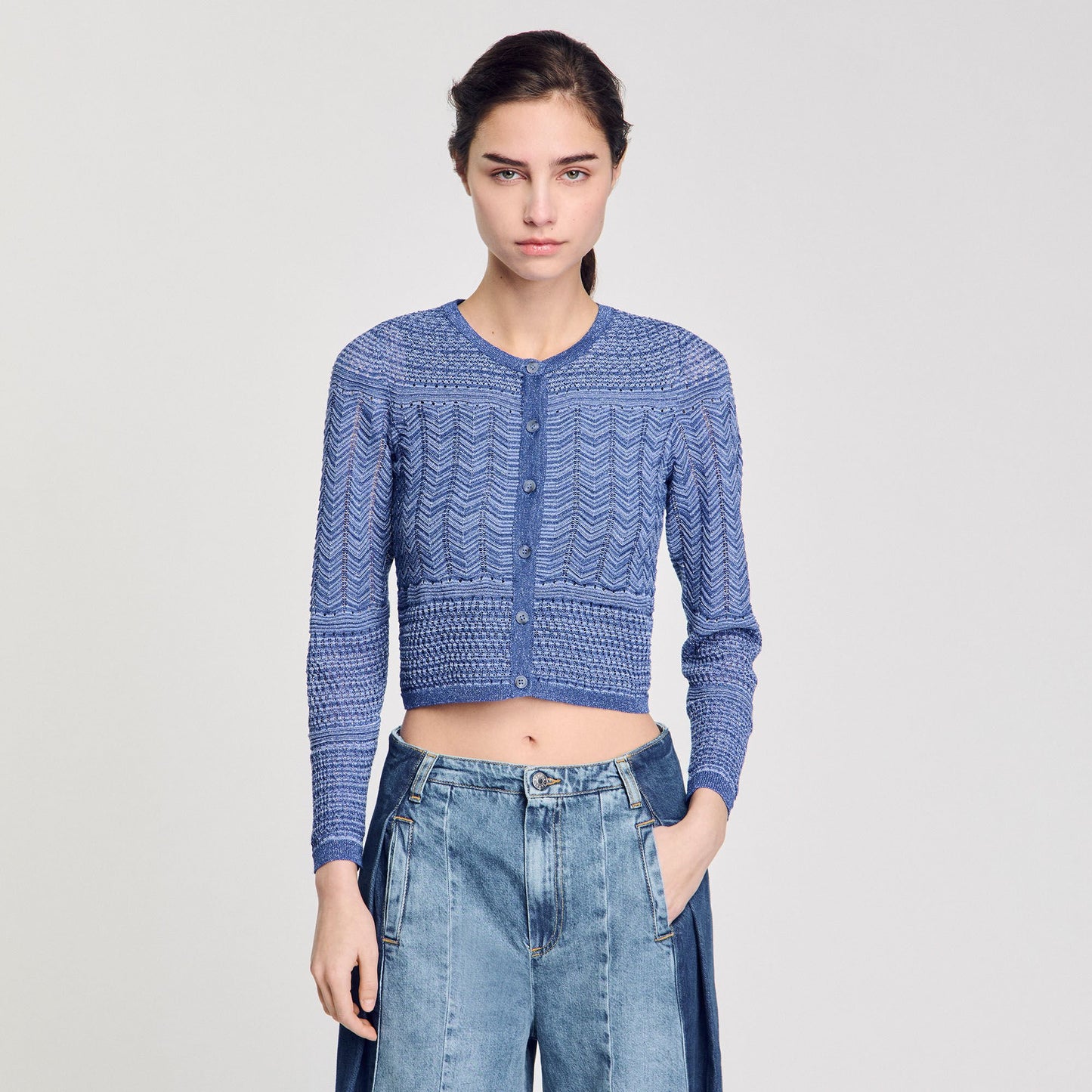 Sandro Glitter knit cardigan Royal Blue