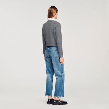 Sandro Cardigan with detachable ruffle collar Grey
