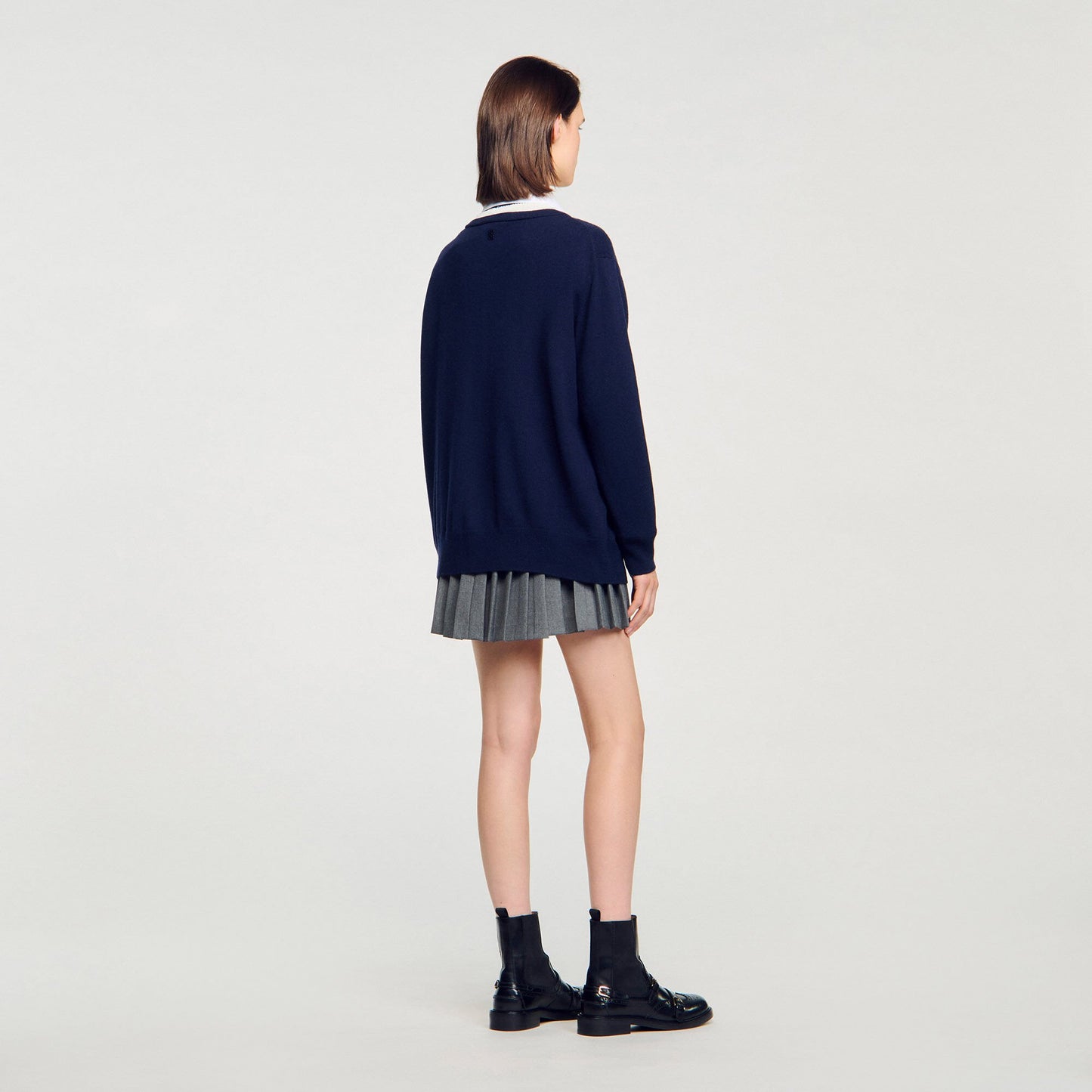 Sandro Long two-tone cardigan Navy Blue