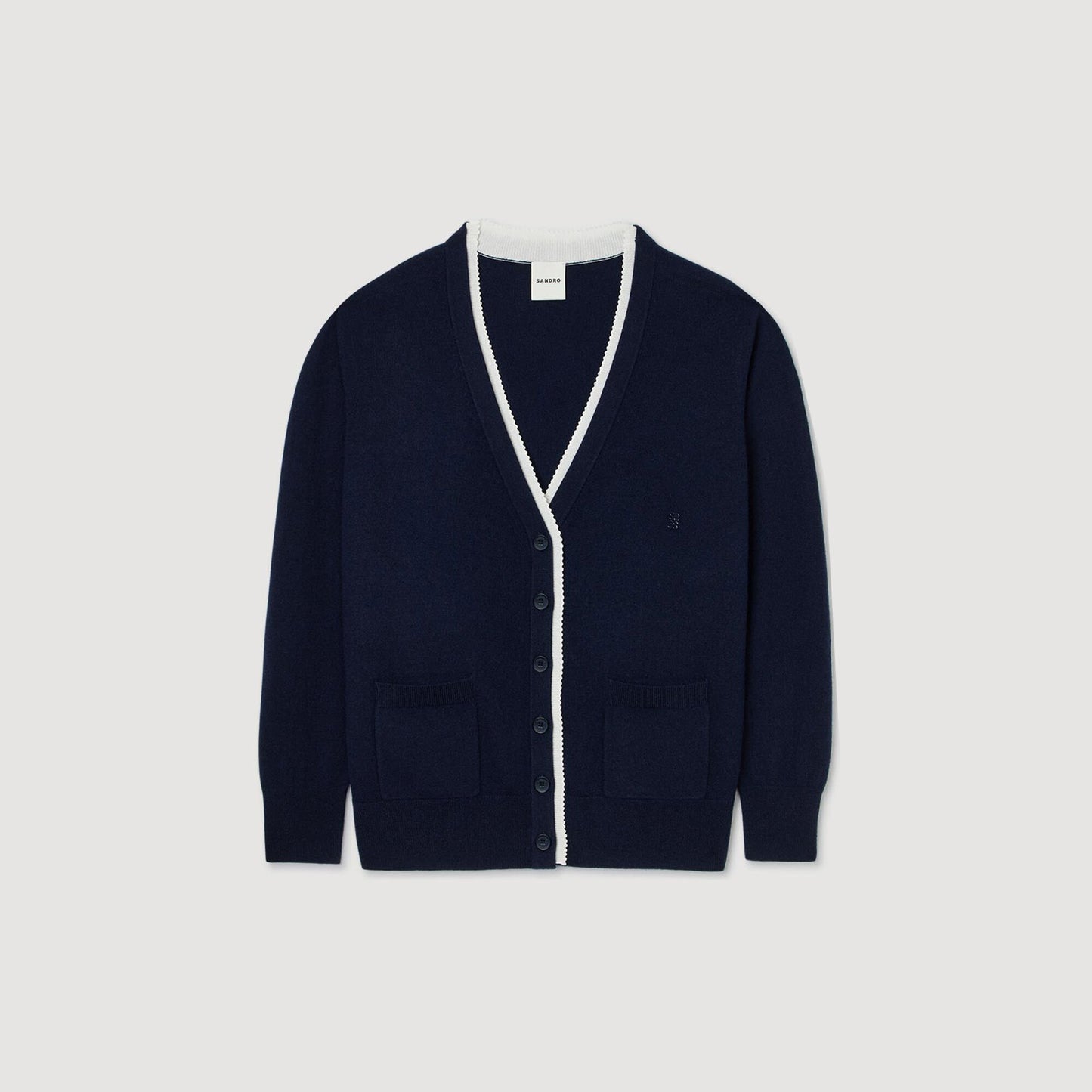 Sandro Long two-tone cardigan Navy Blue
