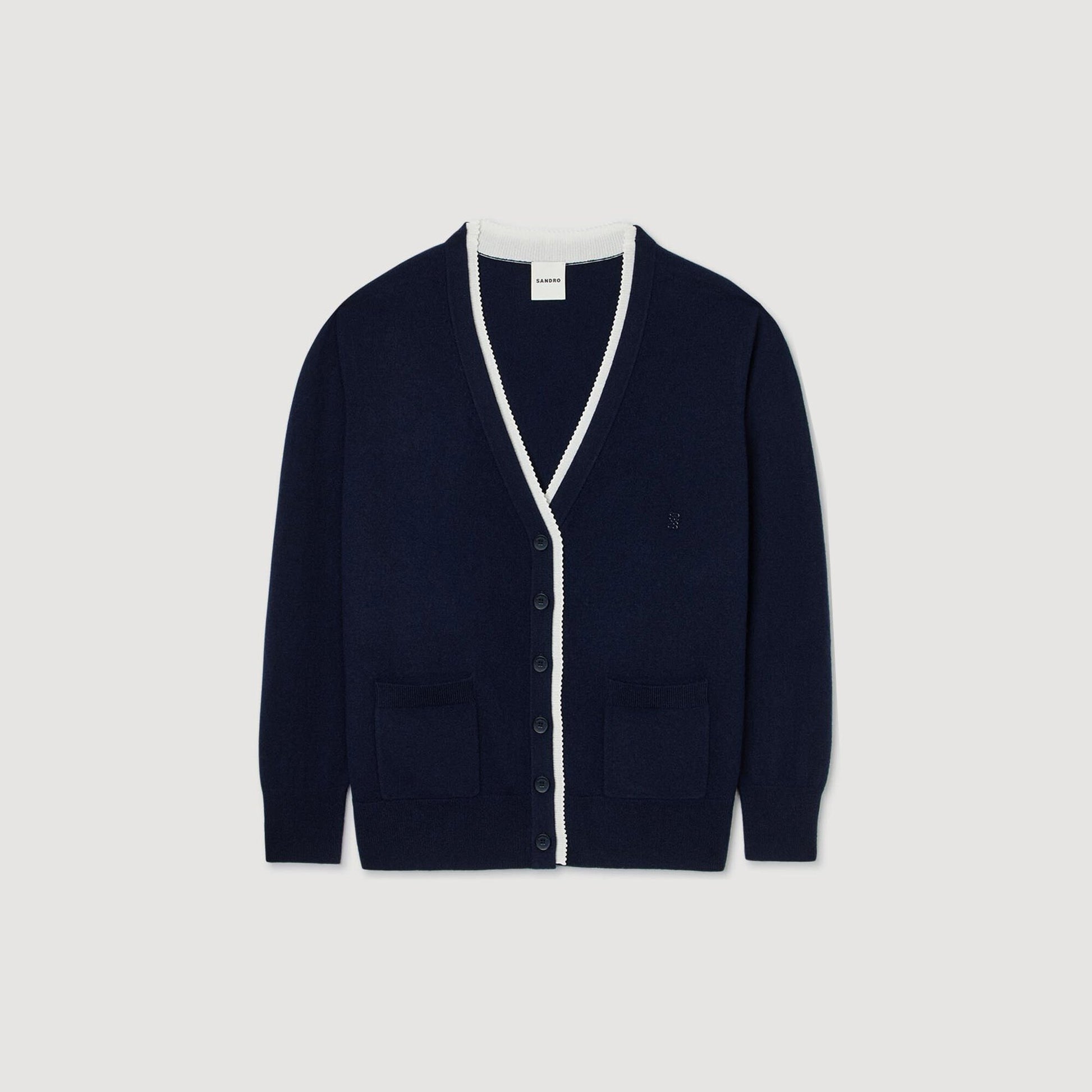 Sandro Long two-tone cardigan Navy Blue