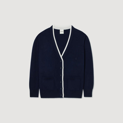 Sandro Long two-tone cardigan Navy Blue