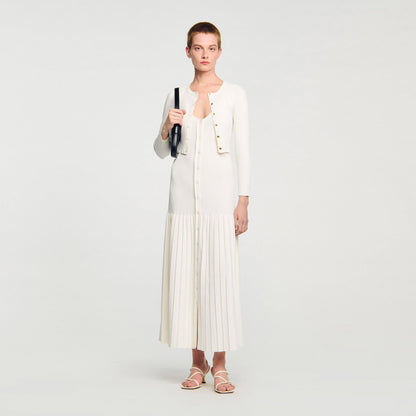 Sandro Cropped rib knit cardigan Ecru
