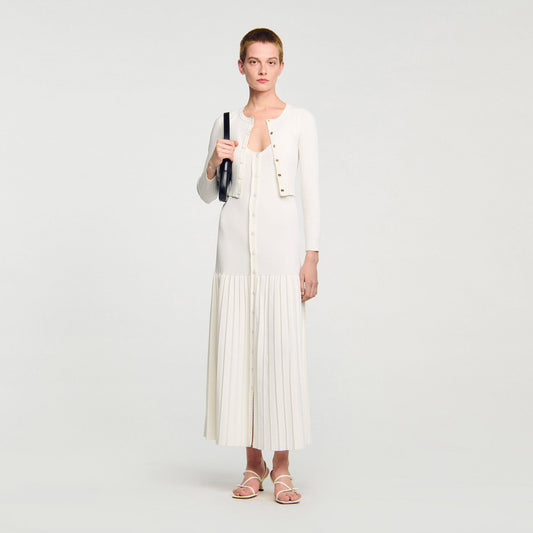 Sandro Cropped rib knit cardigan Ecru
