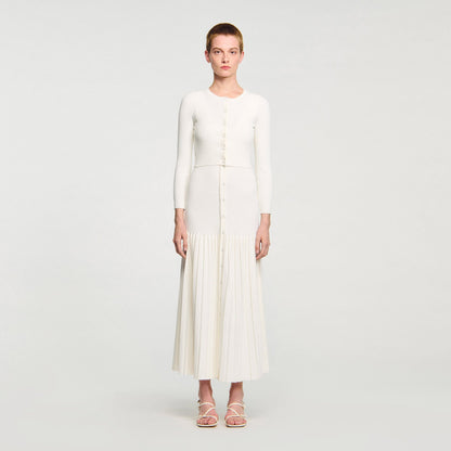 Sandro Cropped rib knit cardigan Ecru