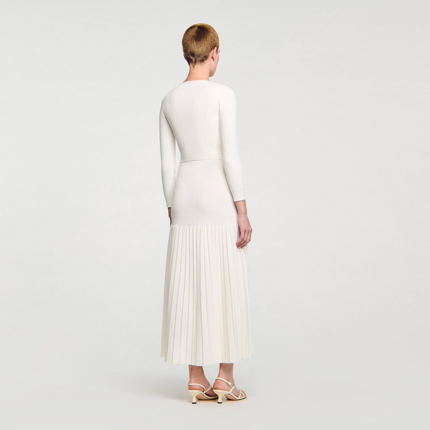 Sandro Cropped rib knit cardigan Ecru