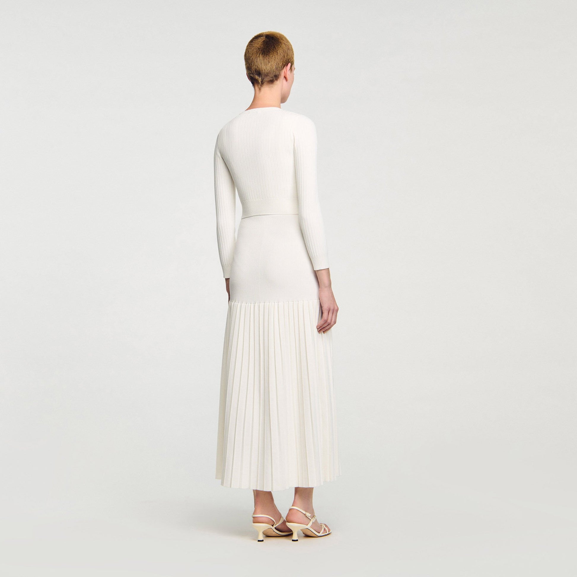 Sandro Cropped rib knit cardigan Ecru