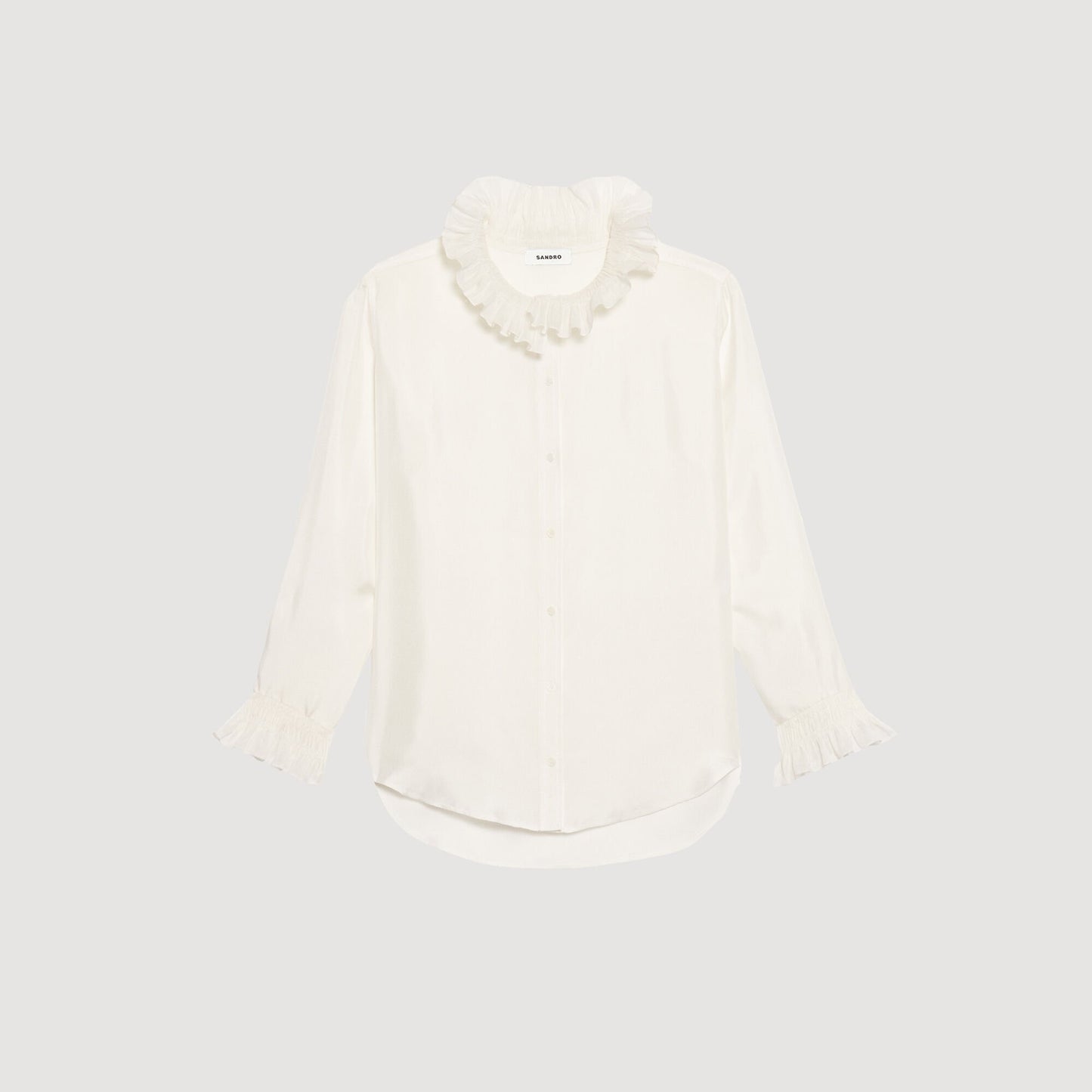 Sandro Silk shirt with gathered collar Ecru