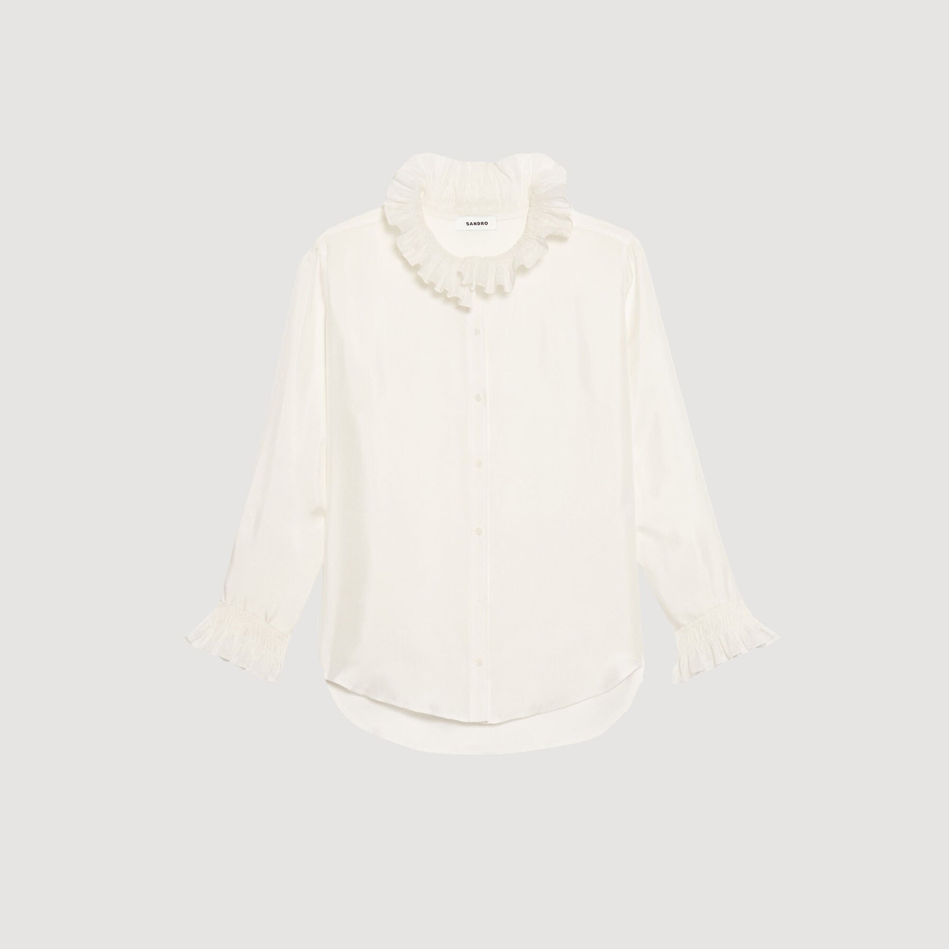 Sandro Silk shirt with gathered collar Ecru