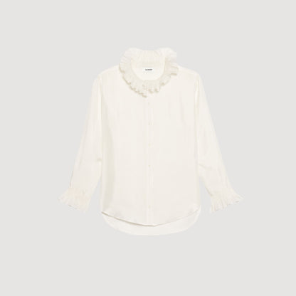 Sandro Silk shirt with gathered collar Ecru