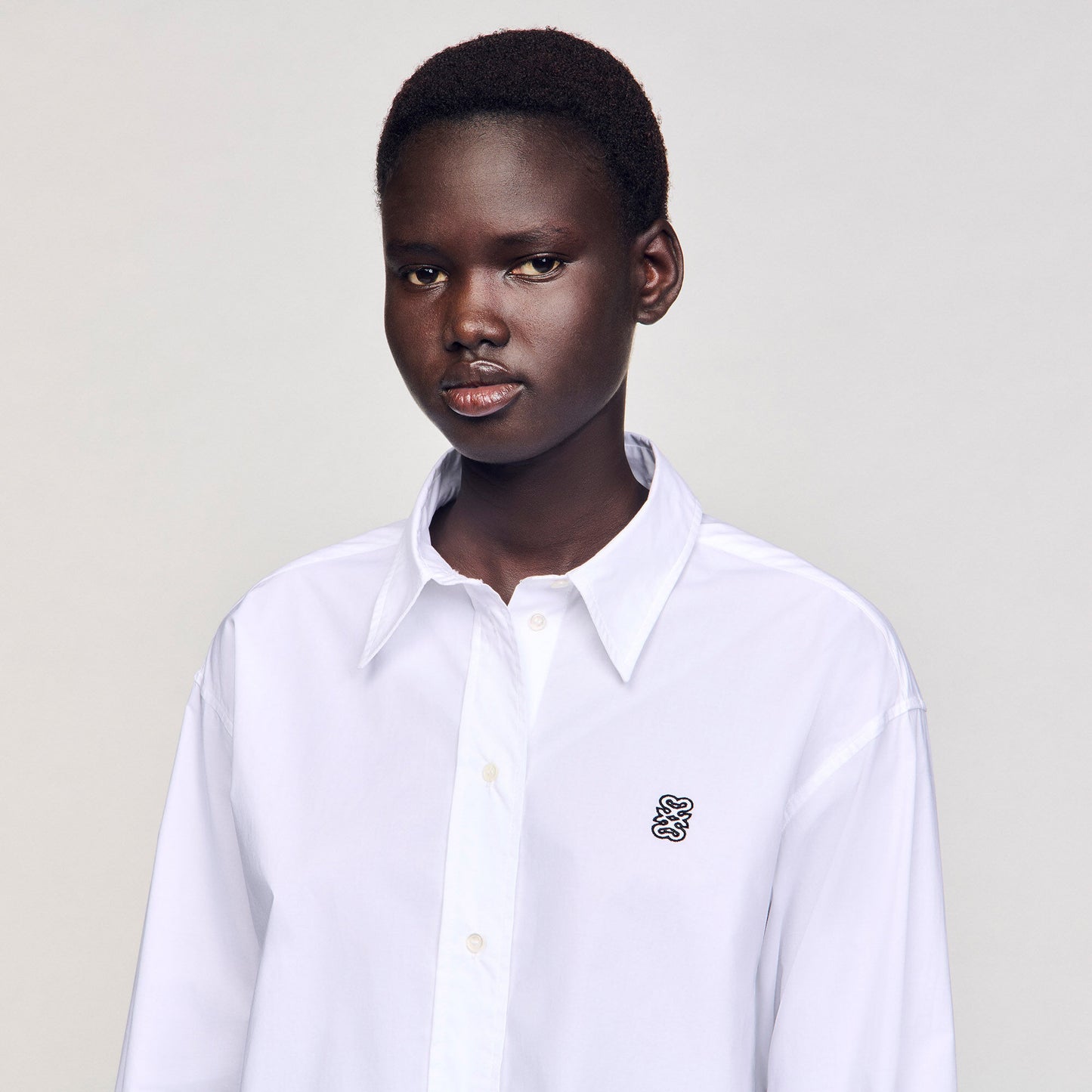 Sandro Cropped poplin shirt White