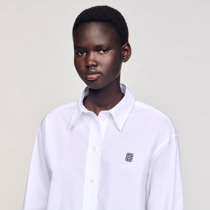 Sandro Cropped poplin shirt White