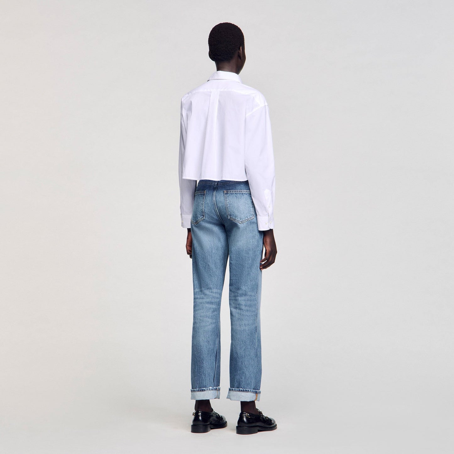 Sandro Cropped poplin shirt White