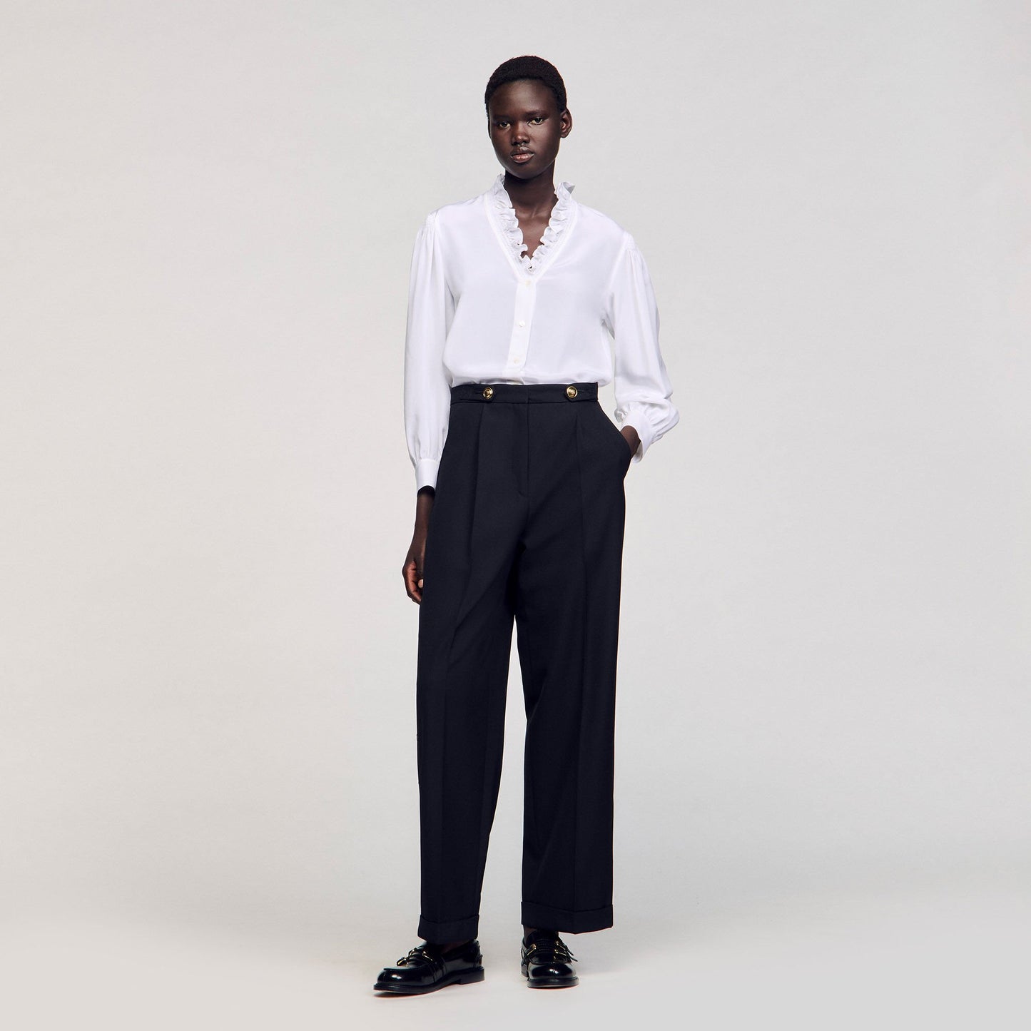 Sandro Flowy silk shirt White
