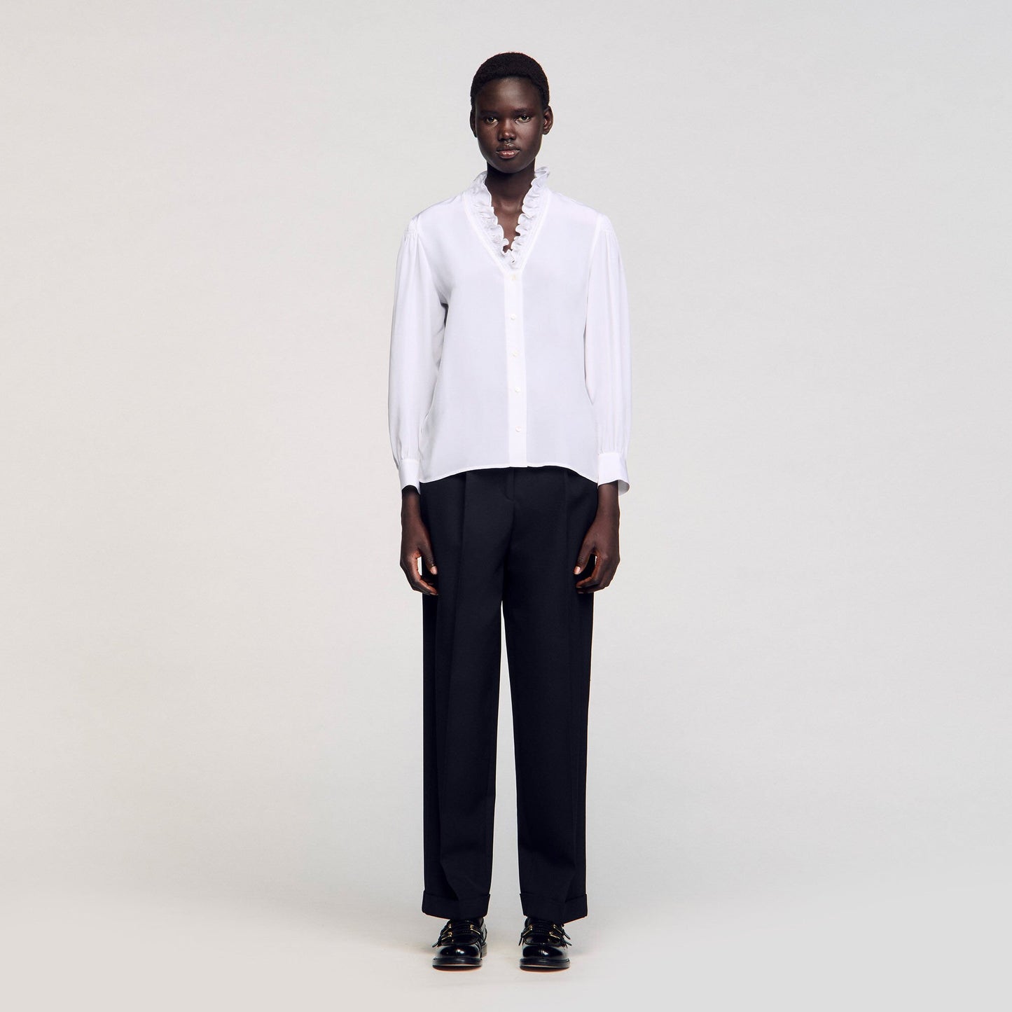 Sandro Flowy silk shirt White