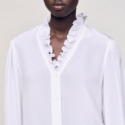 Sandro Flowy silk shirt White