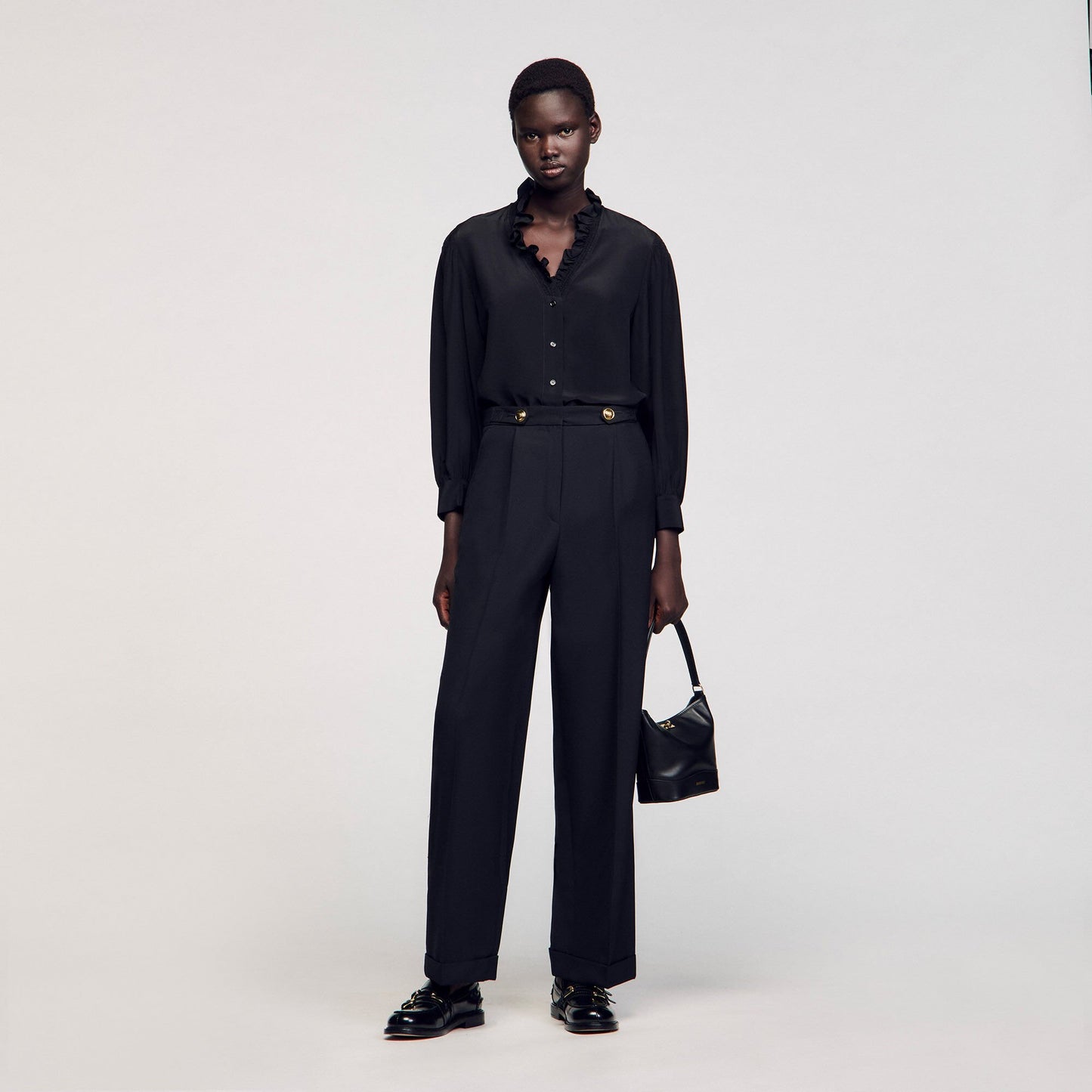 Sandro Flowy silk shirt Black