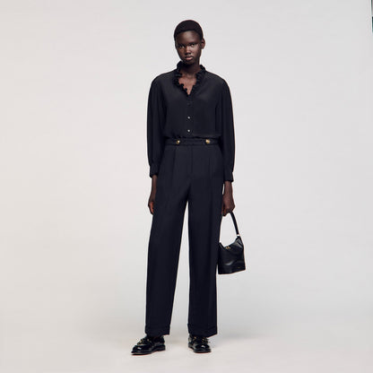 Sandro Flowy silk shirt Black