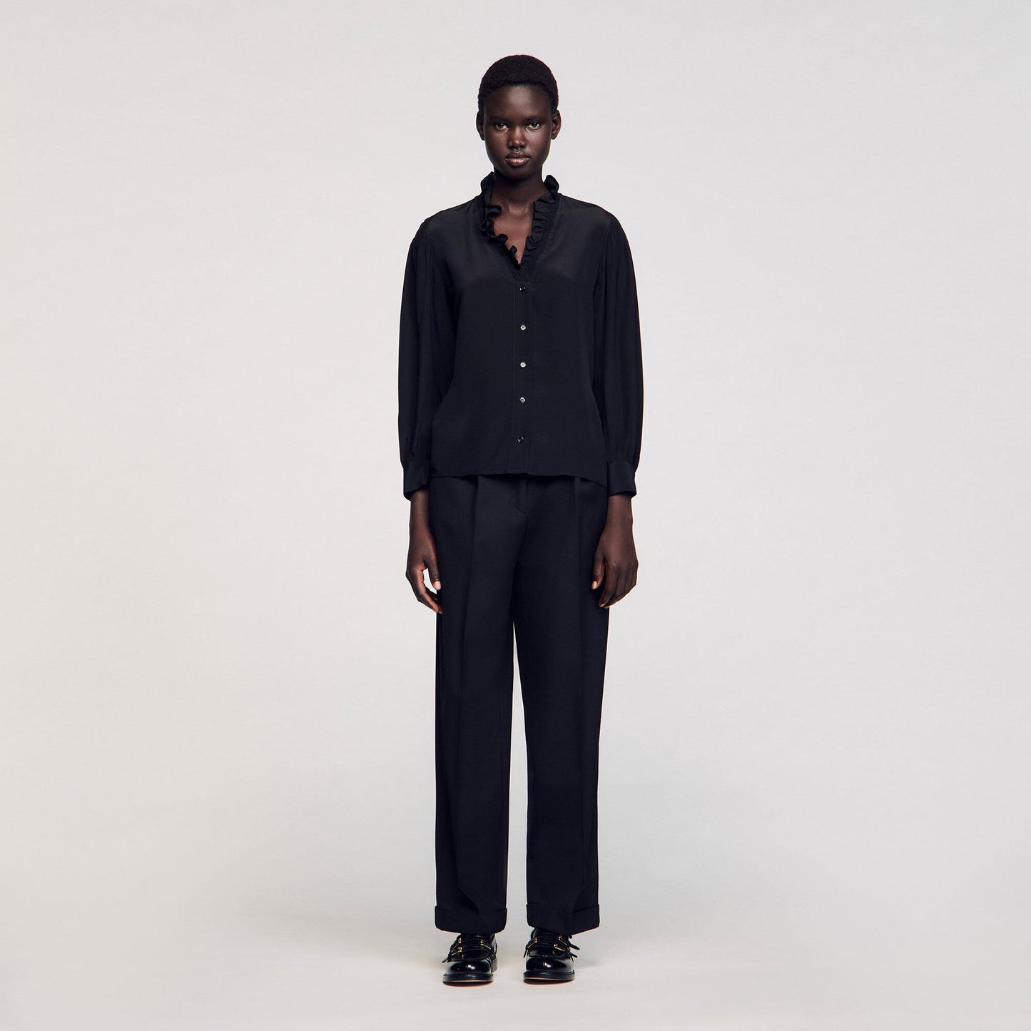 Sandro Flowy silk shirt Black