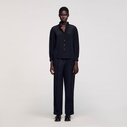 Sandro Flowy silk shirt Black