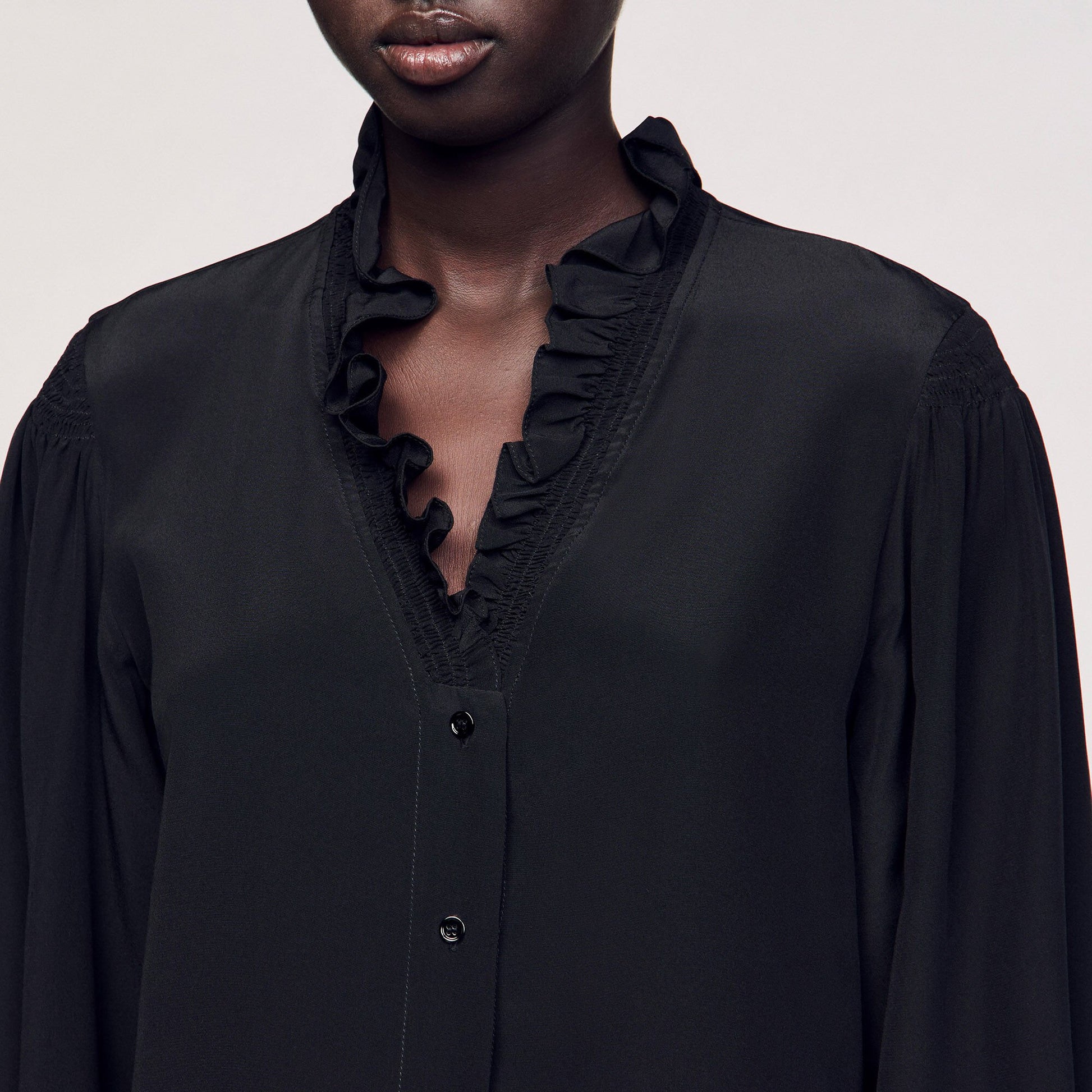 Sandro Flowy silk shirt Black
