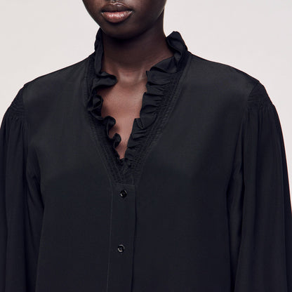 Sandro Flowy silk shirt Black