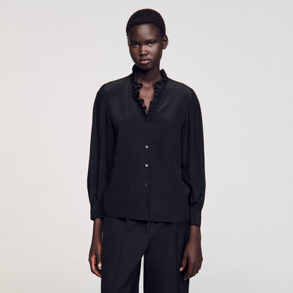 Sandro Flowy silk shirt Black