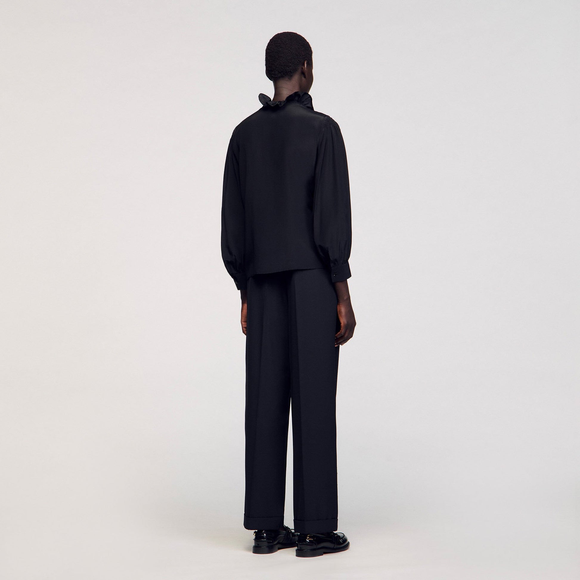 Sandro Flowy silk shirt Black