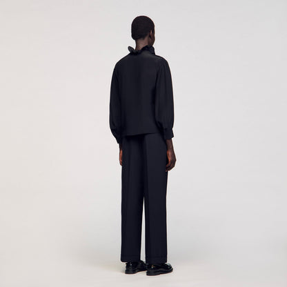 Sandro Flowy silk shirt Black