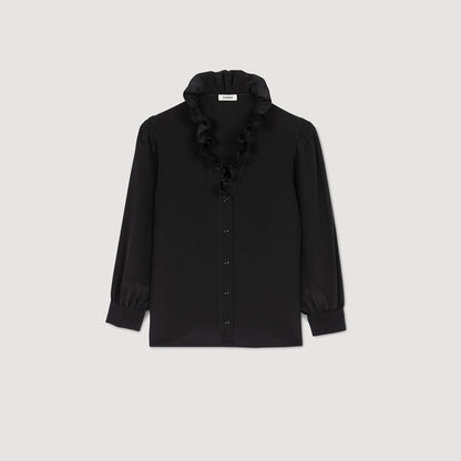 Sandro Flowy silk shirt Black