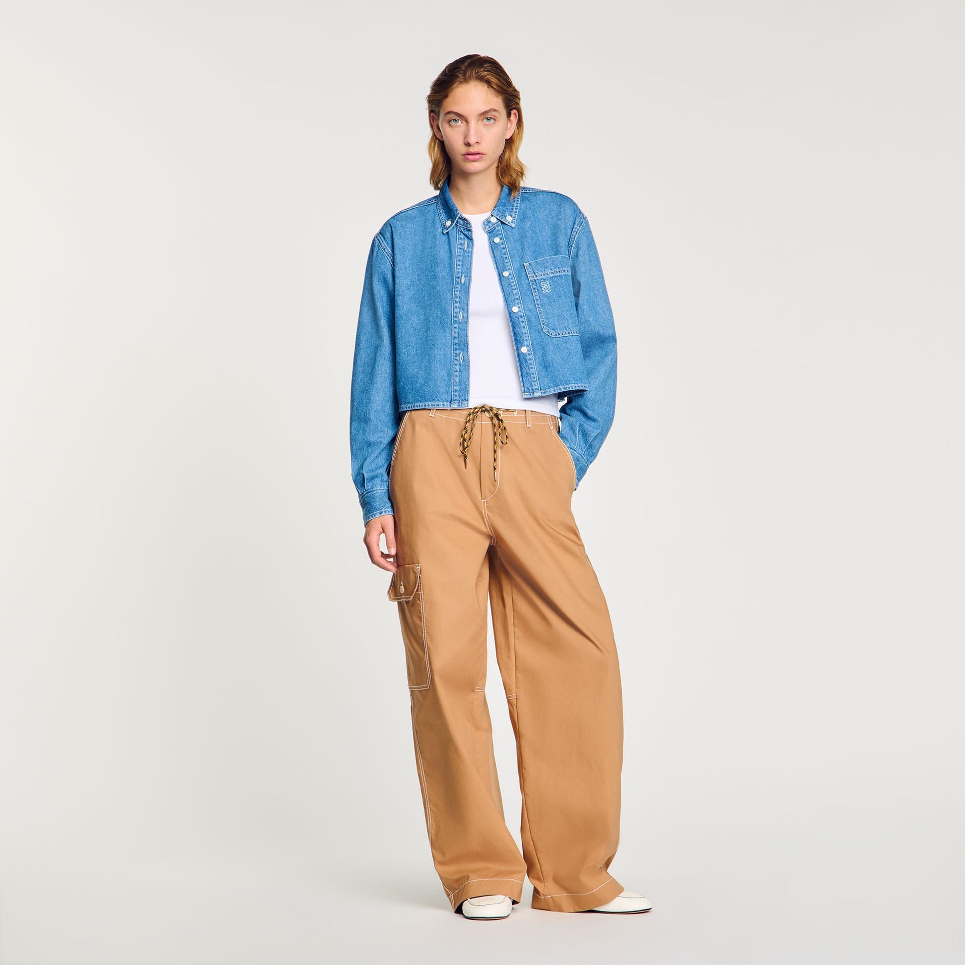 Sandro Denim cropped shirt Blue Jean