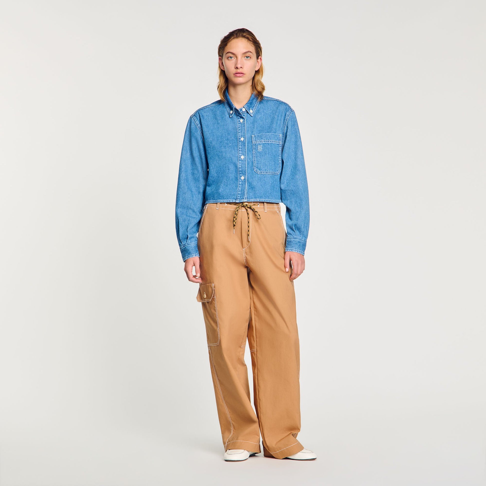 Sandro Denim cropped shirt Blue Jean