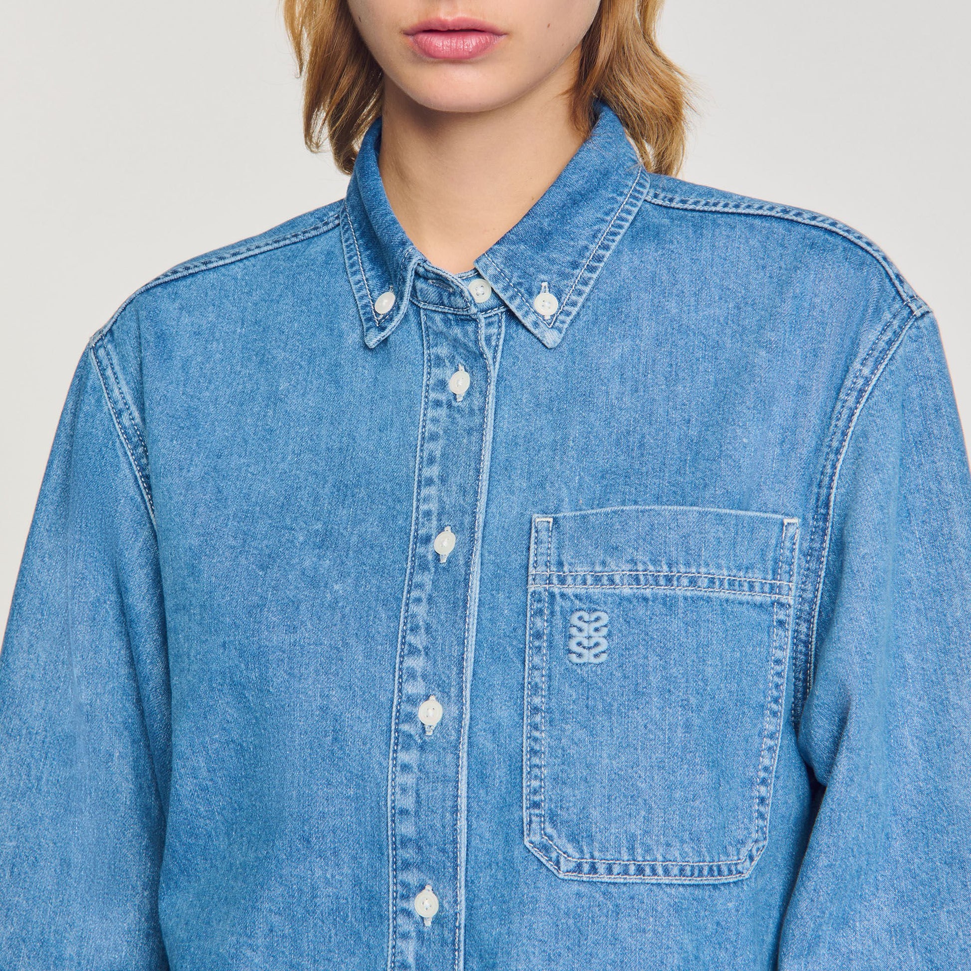 Sandro Denim cropped shirt Blue Jean