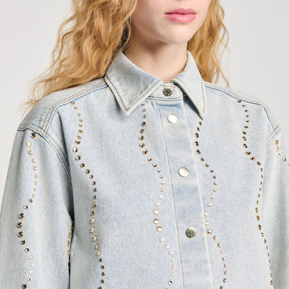 Sandro Denim shirt with rhinestones Light Bu Jean