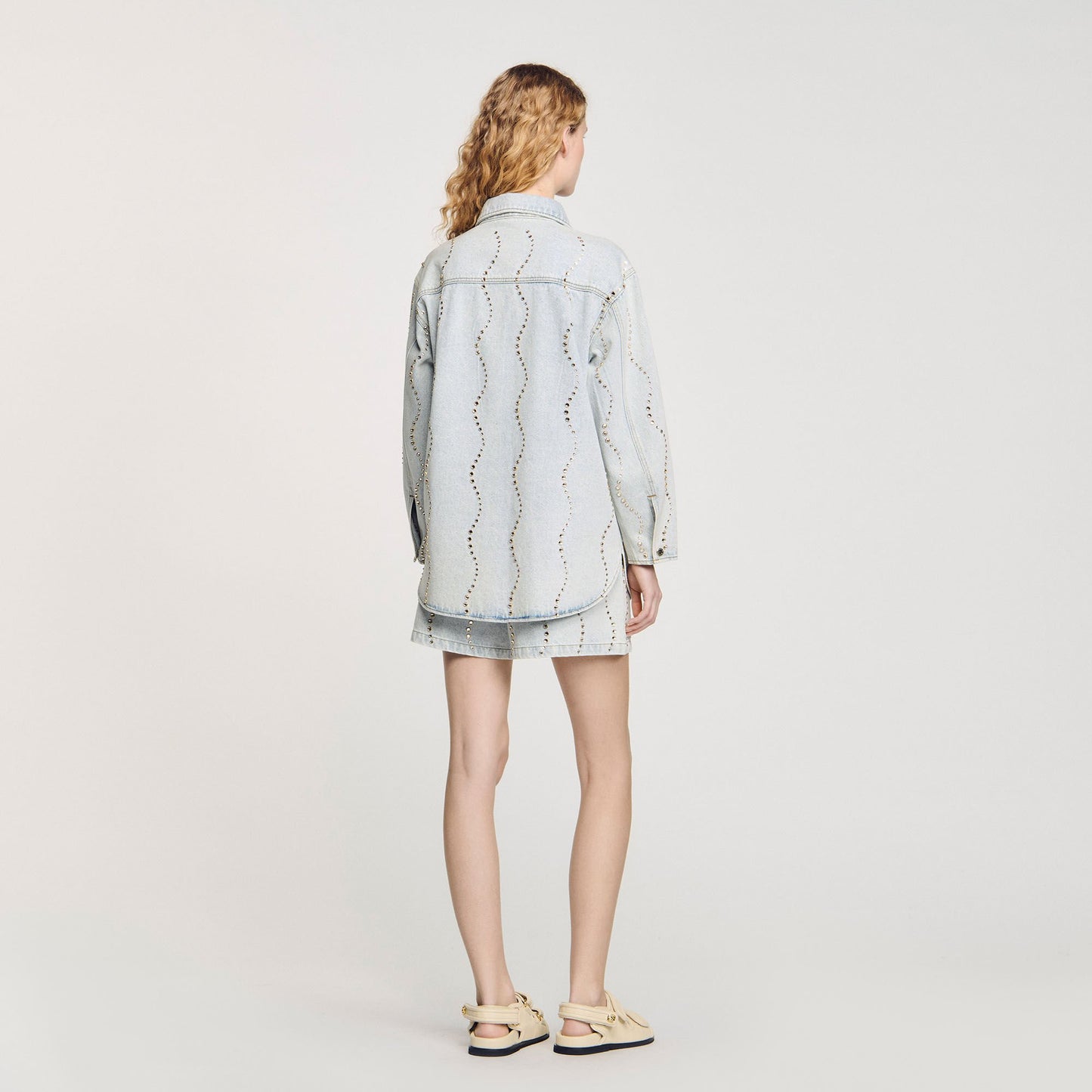 Sandro Denim shirt with rhinestones Light Bu Jean