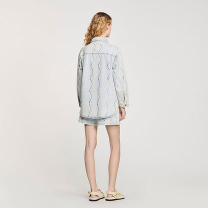 Sandro Denim shirt with rhinestones Light Bu Jean