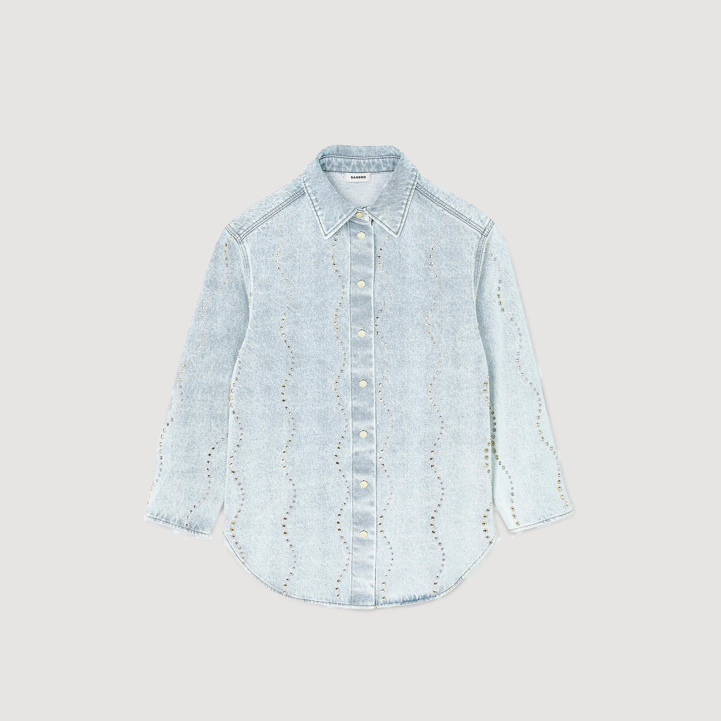 Sandro Denim shirt with rhinestones Light Bu Jean