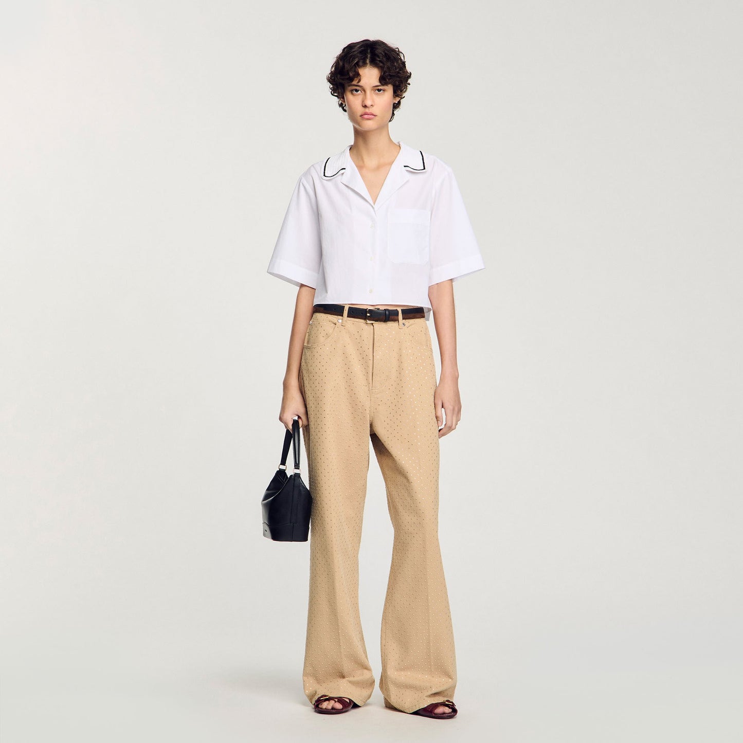 Sandro Crochet collar shirt White