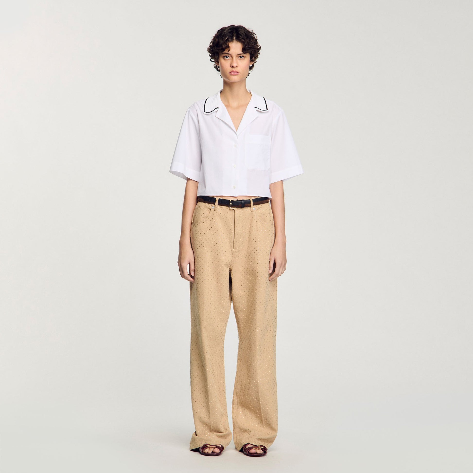 Sandro Crochet collar shirt White